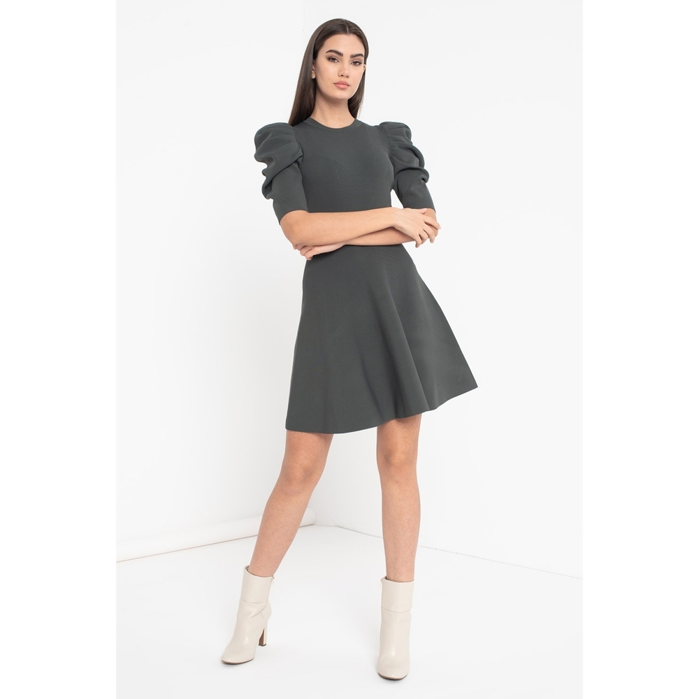 TED BAKERLlorna puff-sleeved knitted skater dress